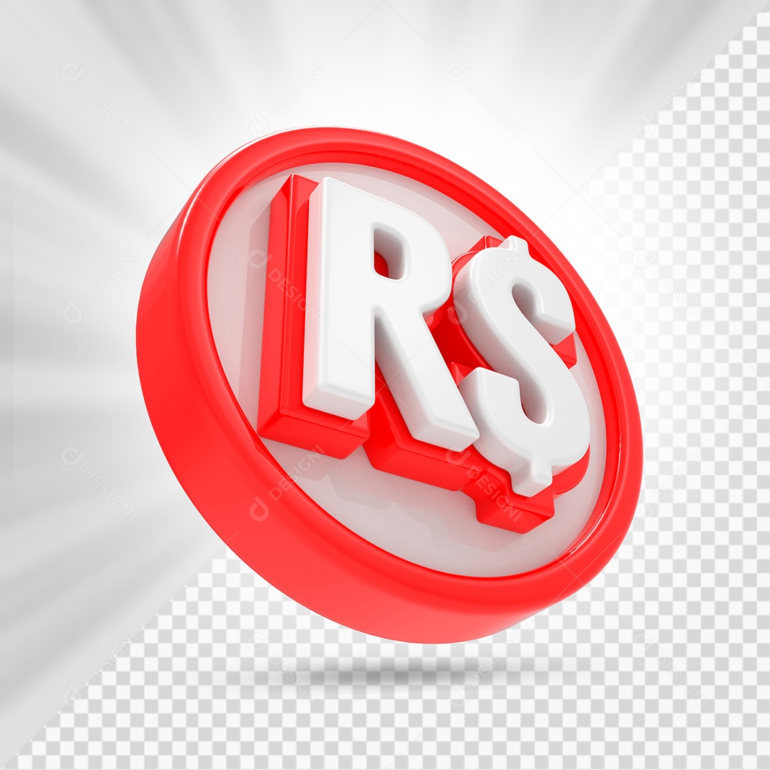 Moeda Vermelho e Branco Elemento 3D Para Composição PSD