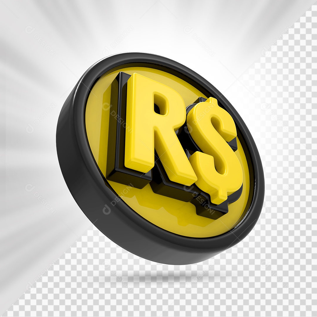 Moeda Preto e Amarelo Elemento 3D Para Composição PSD