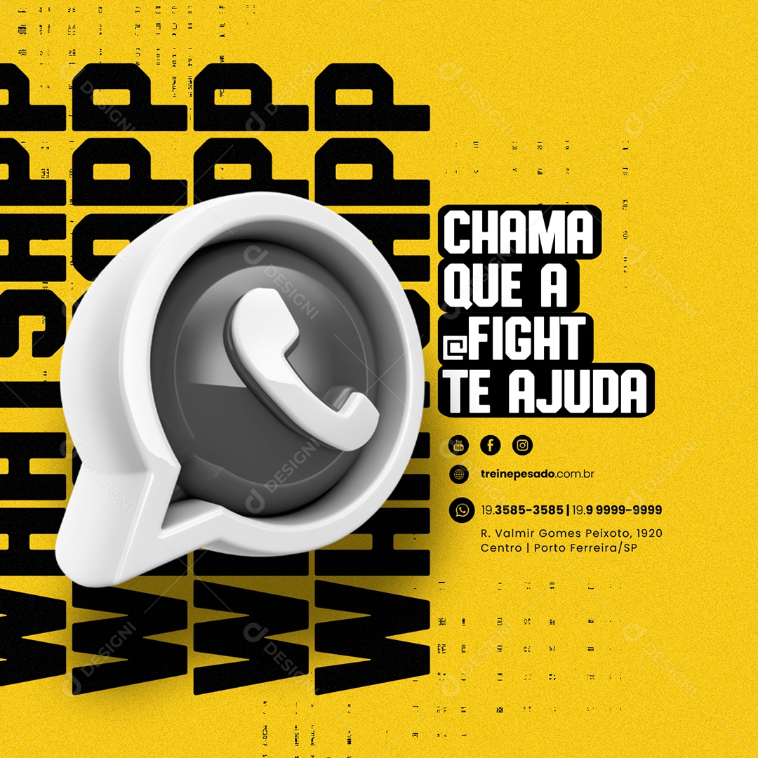 Whatsapp Chama que o Fight te Ajuda Escola de Luta Social Media PSD Editável