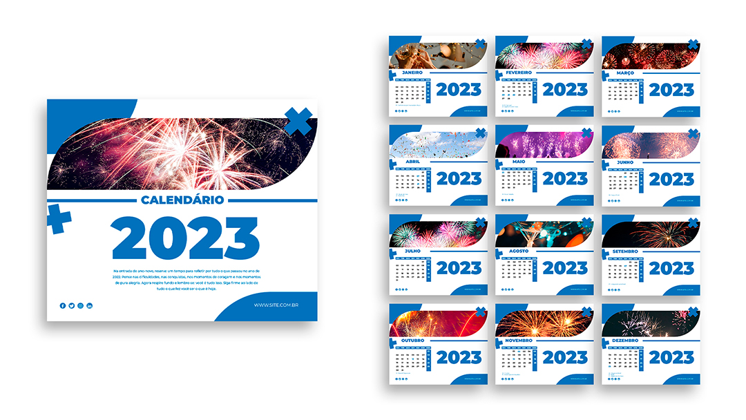 Modelo de Calendário 2023 Ano Novo PSD Editável