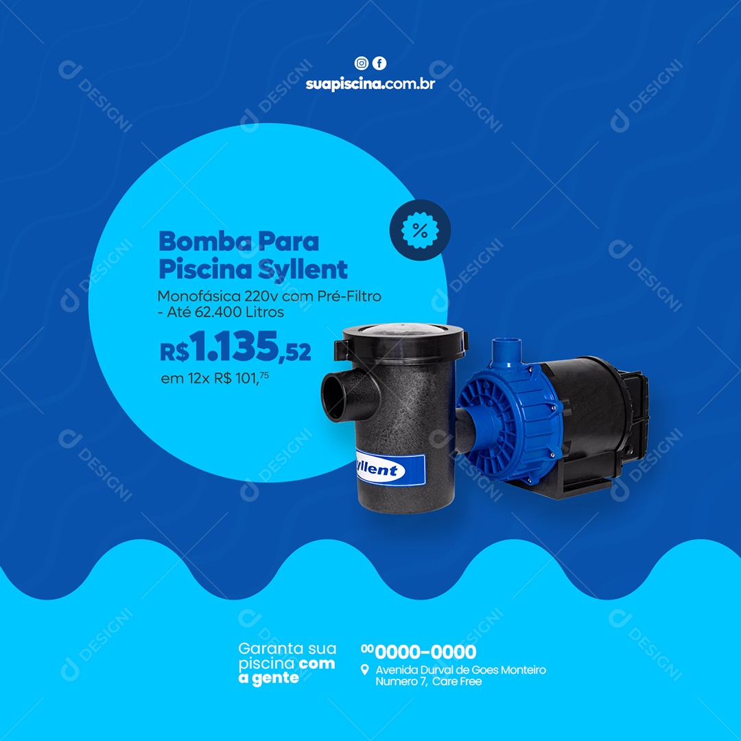 Bomba para Piscina Syllent Social Media PSD Editável