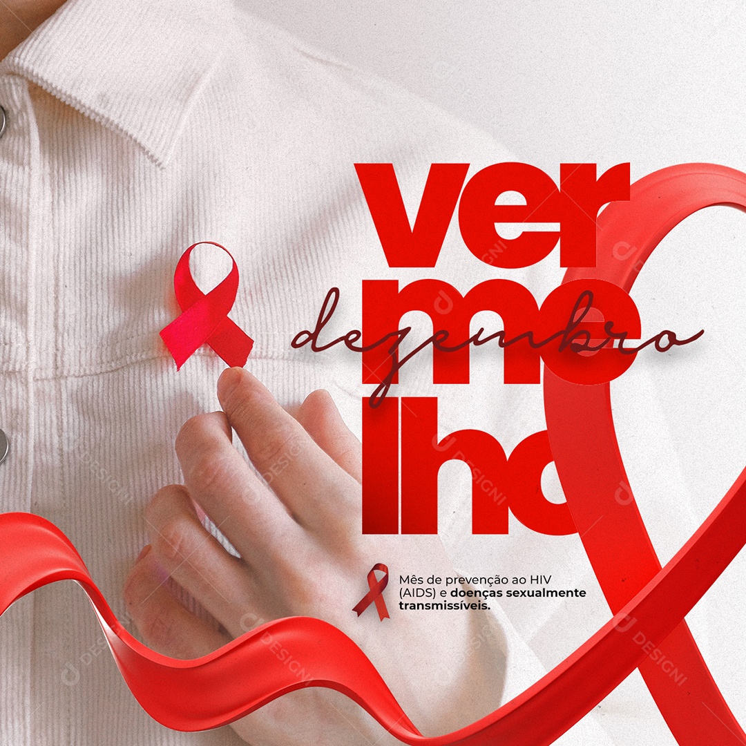 Mês de Prevenção ao HIV Aids Dezembro Vermelho Carrossel Social Media PSD Editável