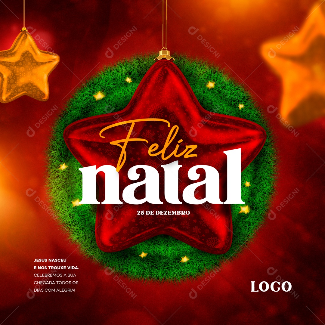 Selo 3D Para Composição Feliz Natal PSD