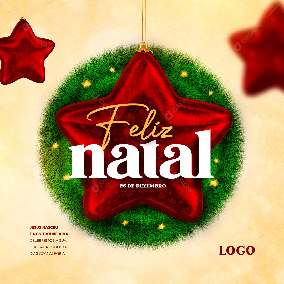 Selo 3D Para Composição Feliz Natal PSD