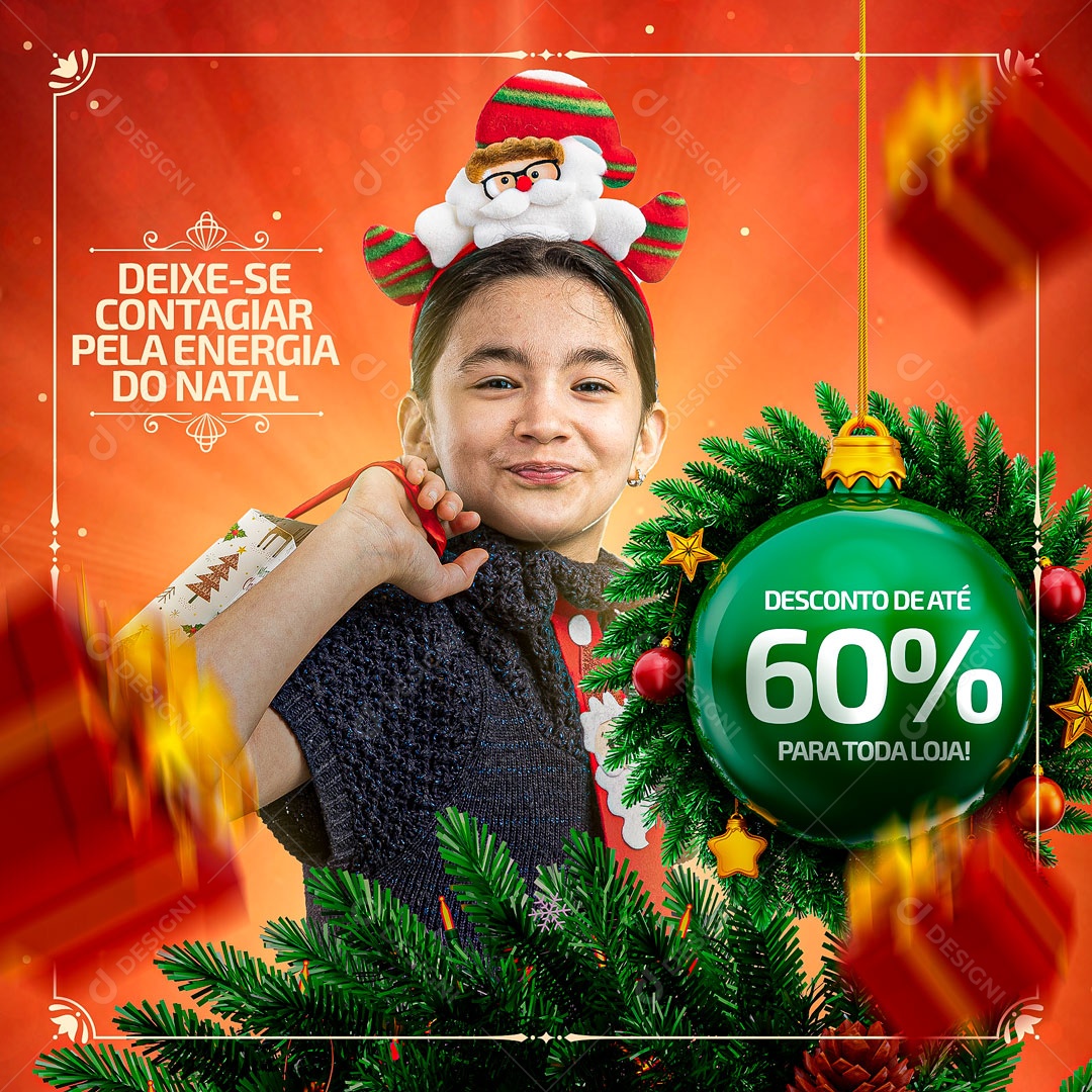 Feliz Natal Deixe-se Contagiar Pela Energia do Natal Social Media PSD Editável