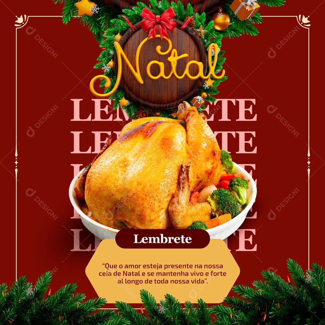 Lembrete Que o Amor Esteja Presenta na Nossa Ceia de Natal Social Media PSD Editável