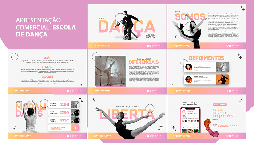 Apresentação Comercial Escola de Dança PSD Editável