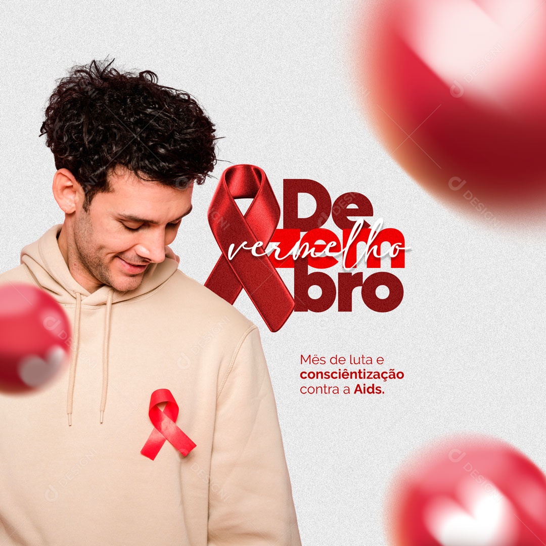 Mês de Luta e Conscientização Contra a AIDS Dezembro Vermelho Social Media PSD Editável