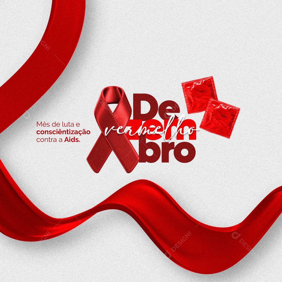 Mês de Luta e Conscientização Contra a AIDS Dezembro Vermelho Social Media PSD Editável