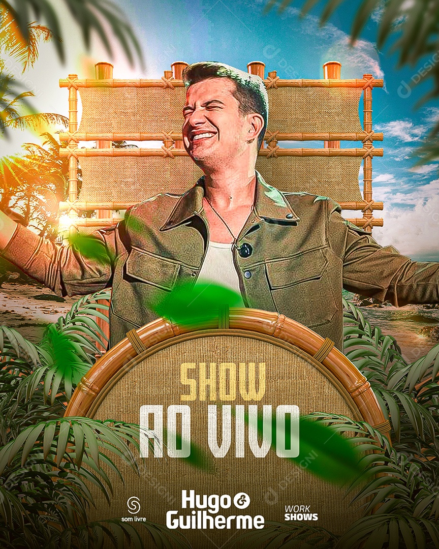 Flyer Show Ao Vivo Hugo e Guilherme Social Media PSD Editável