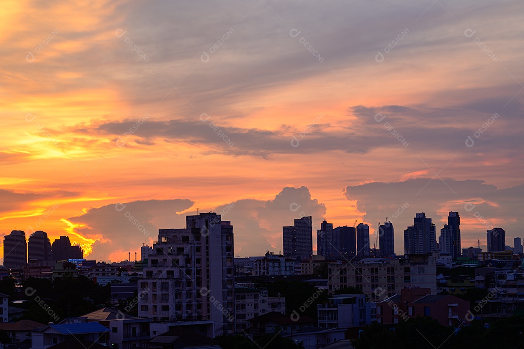 Cidade, residência, residência, o negócio, comércio, escritório à noite