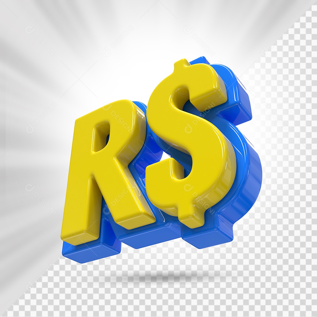 Símbolo de Amarelo e Azul Elemento 3D Para Composição PSD