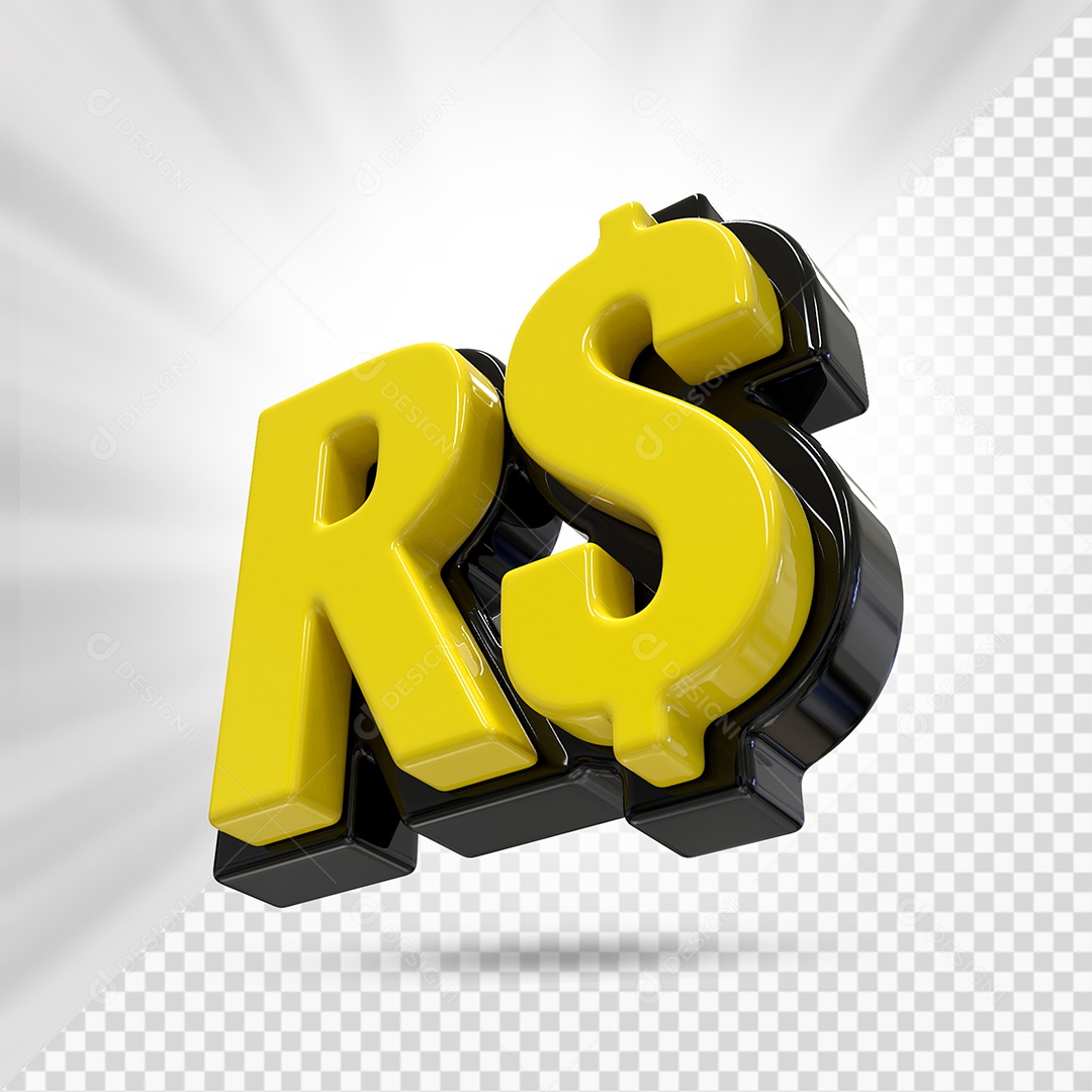 Símbolo de Amarelo e Preto Elemento 3D Para Composição PSD