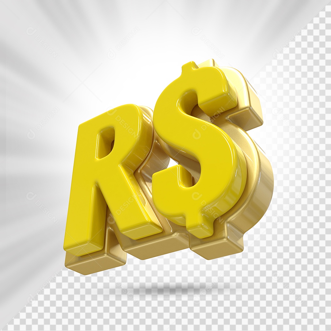 Símbolo de Amarelo e Dourado Elemento 3D Para Composição PSD