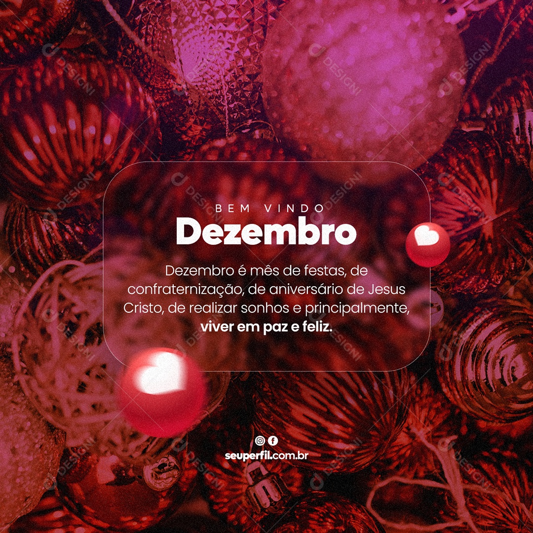 Mês de Festas de Confraternização Bem Vindo Dezembro Social Media PSD Editável