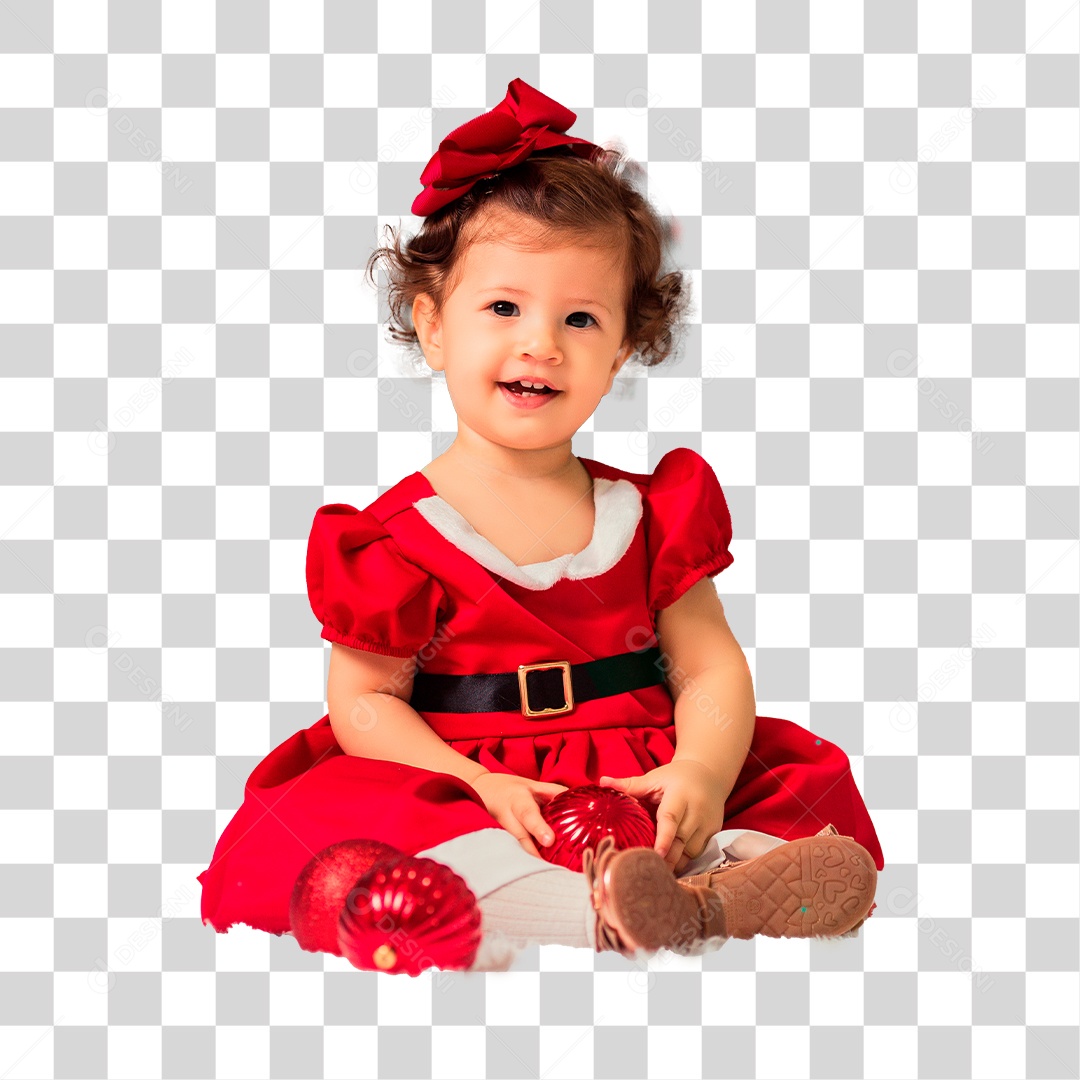 Criança com Roupa Natalina PNG Transparente