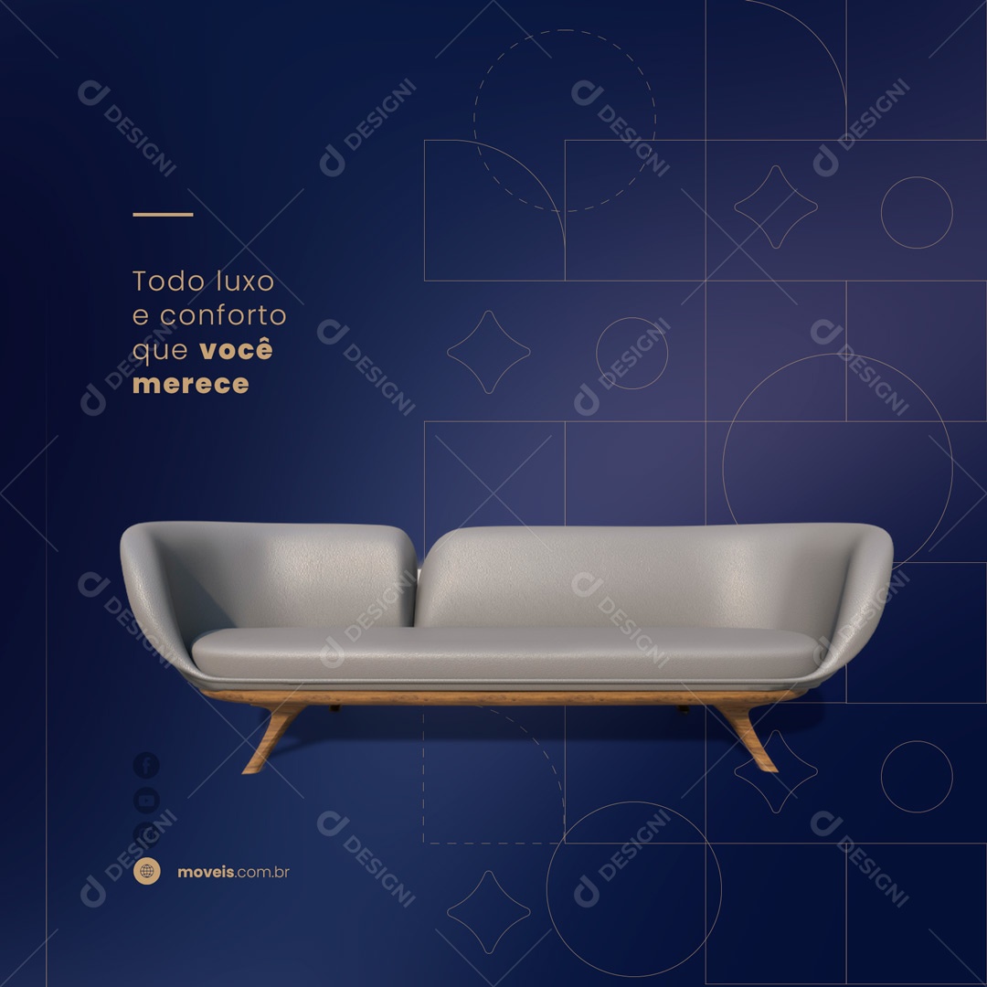 Todo Luxo e Conforto que Você Merece Loja de Móveis Social Media PSD Editável