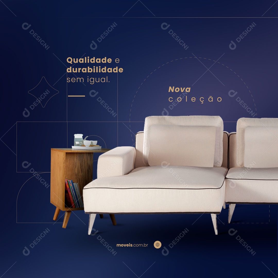 Qualidade e Durabilidade Sofás Loja de Móveis Social Media PSD Editável