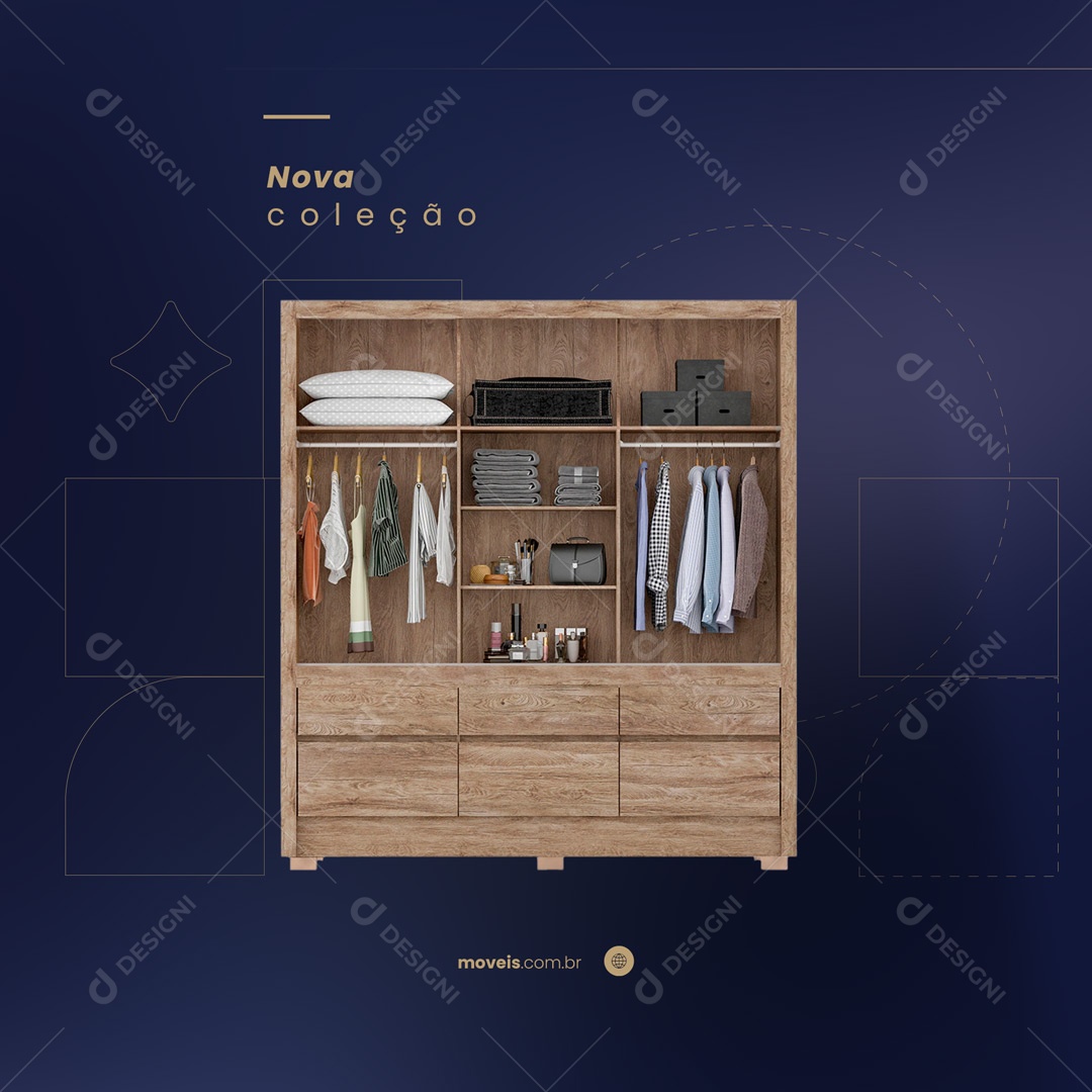 Nova Coleção Guarda Roupa Loja de Móveis Social Media PSD Editável