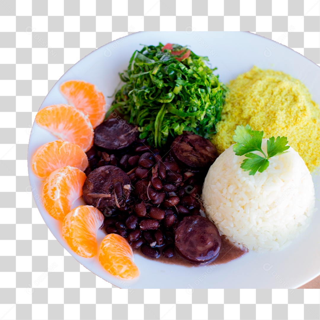 Prato de Comida Arroz Feijoada Farinha PNG Transparente