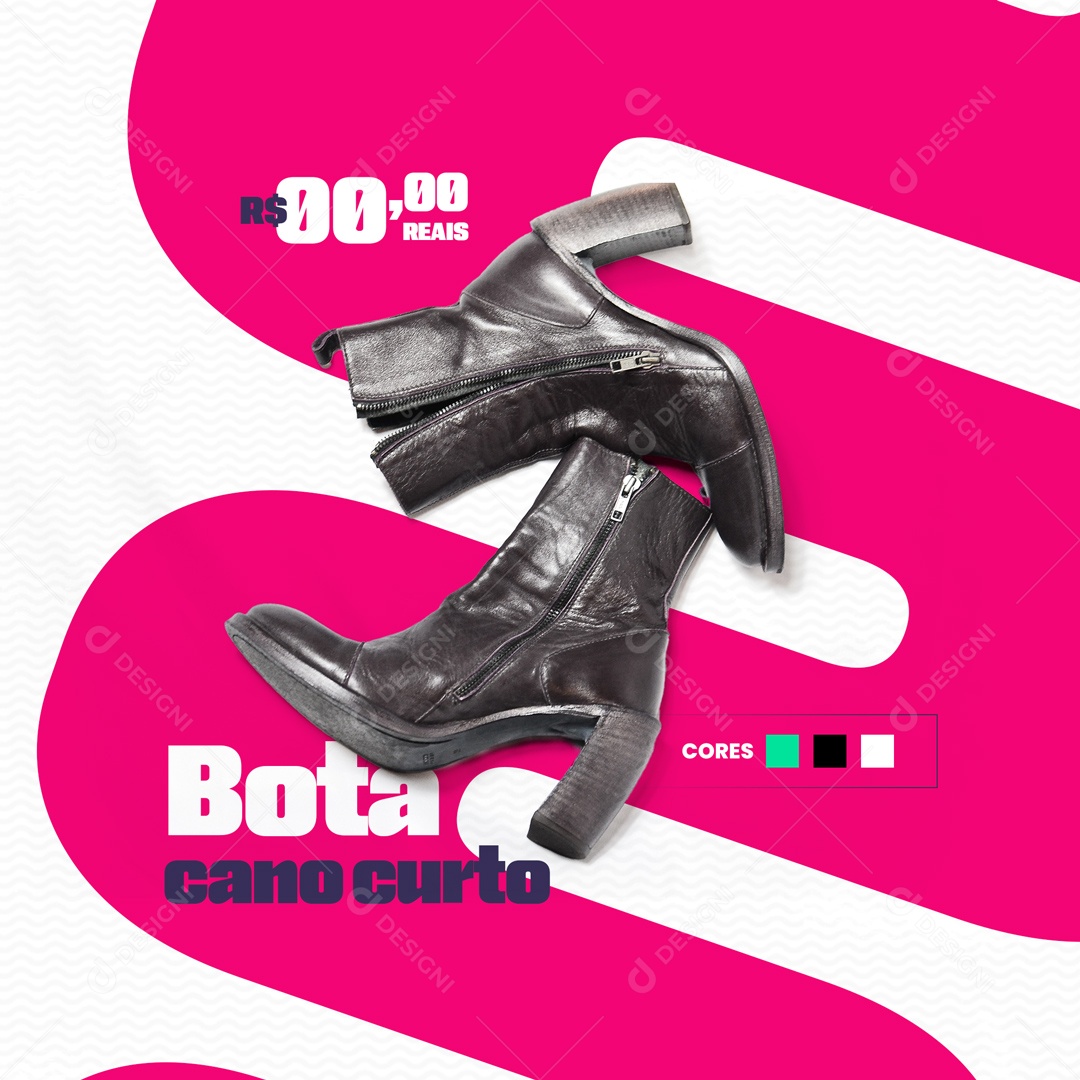 Bota Cano Curto Loja de Calçados Social Media PSD Editável