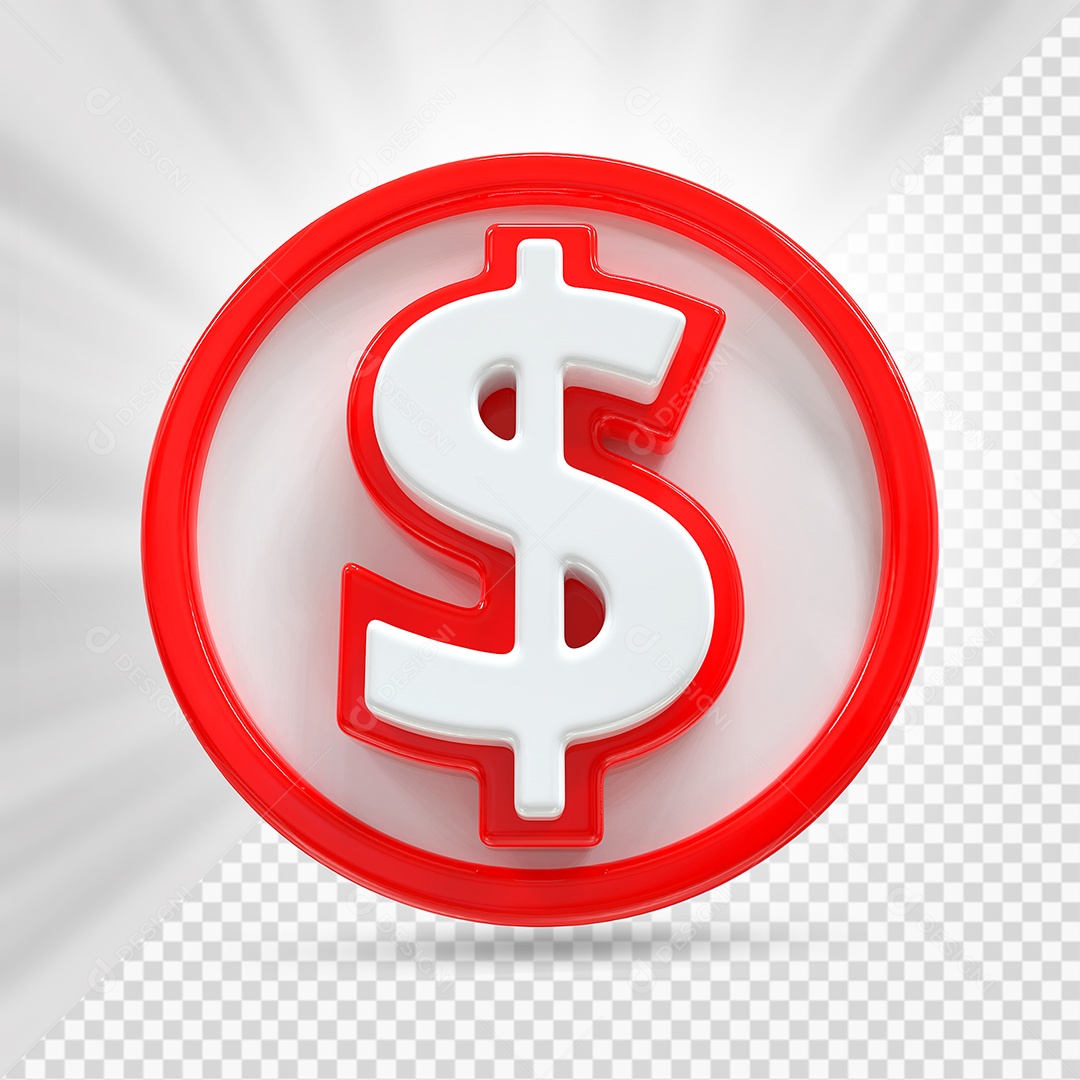 Moeda Branco e Vermelho Elemento 3D Para Composição PSD