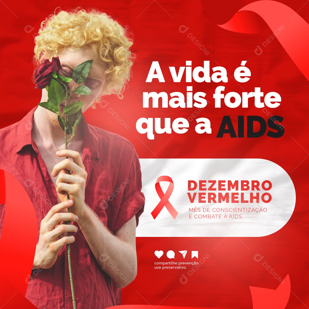 Mês de Luta e Conscientização Contra a AIDS Dezembro Vermelho Social Media PSD Editável