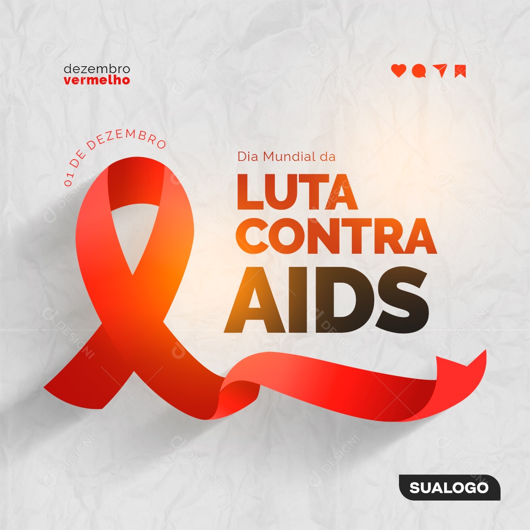 Mês de Luta e Conscientização Contra a AIDS Dezembro Vermelho Social Media PSD Editável