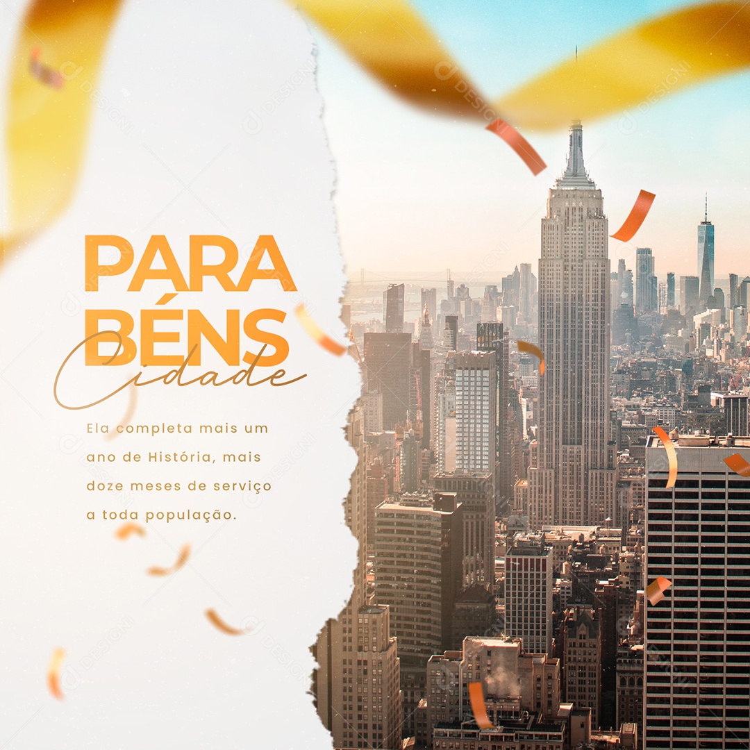 Parabéns Cidade Mais um Ano de História Social Media PSD Editável