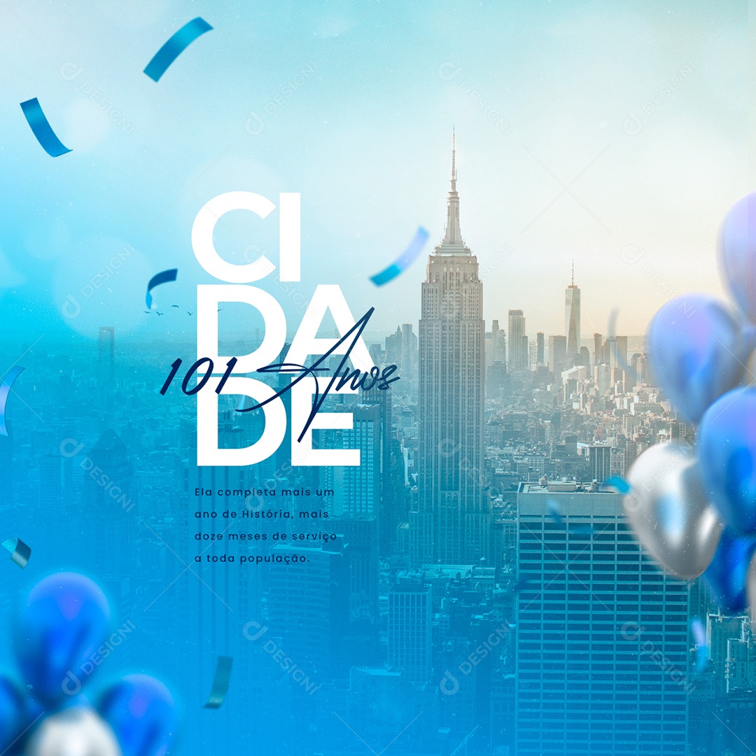 Ela Completa mais Um Ano de História Parabéns Cidade Social Media PSD Editável