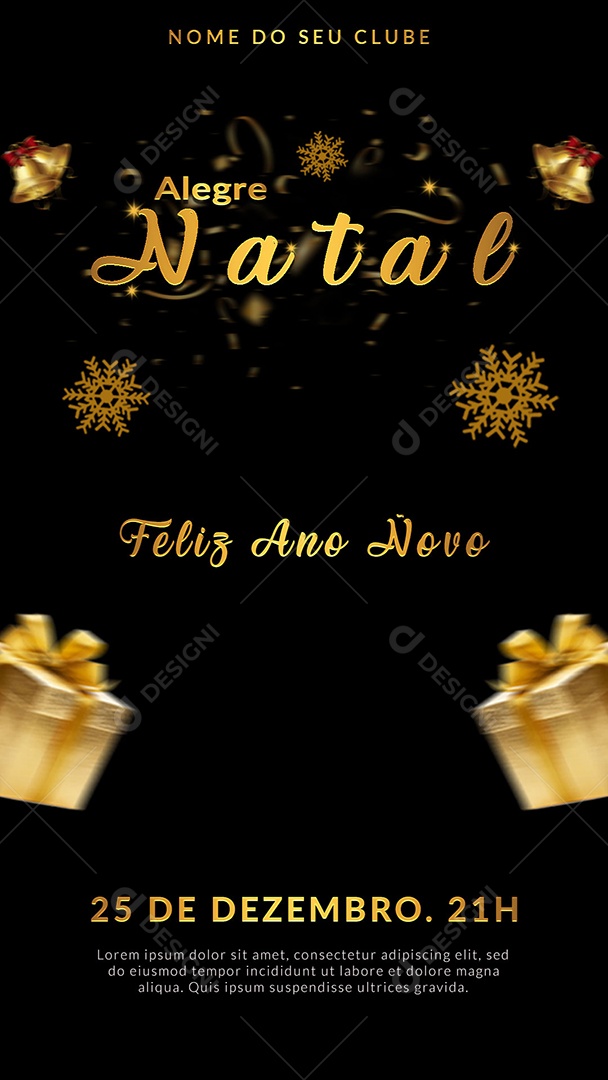 Story Alegre Natal e Feliz Ano Novo Social Media PSD Editável