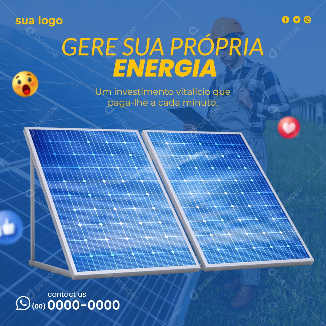 Energia Solar Gere sua Própria Energia Social Media PSD Editável