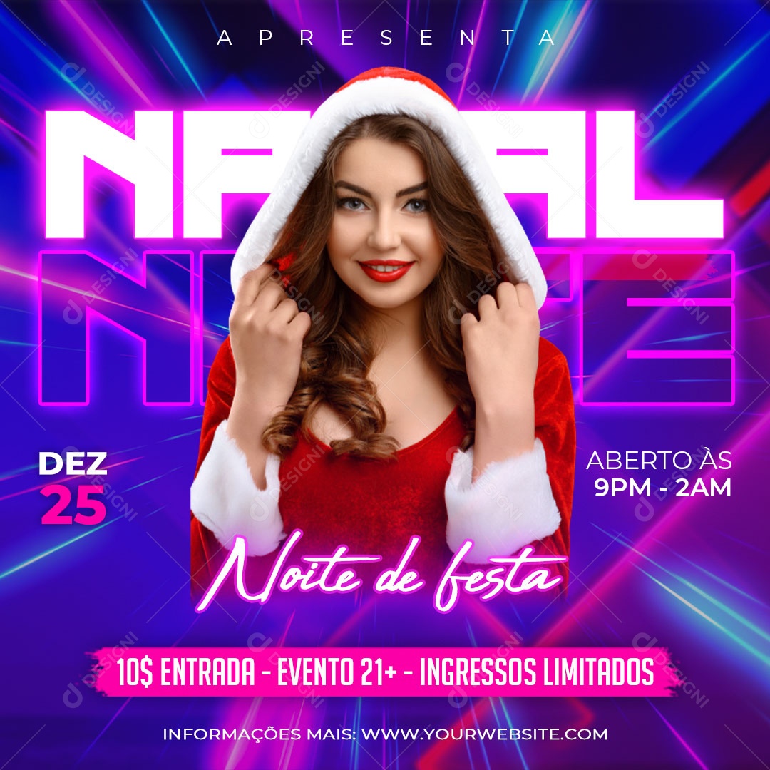 Flyer Noite de Festa de Natal Social Media PSD Editável