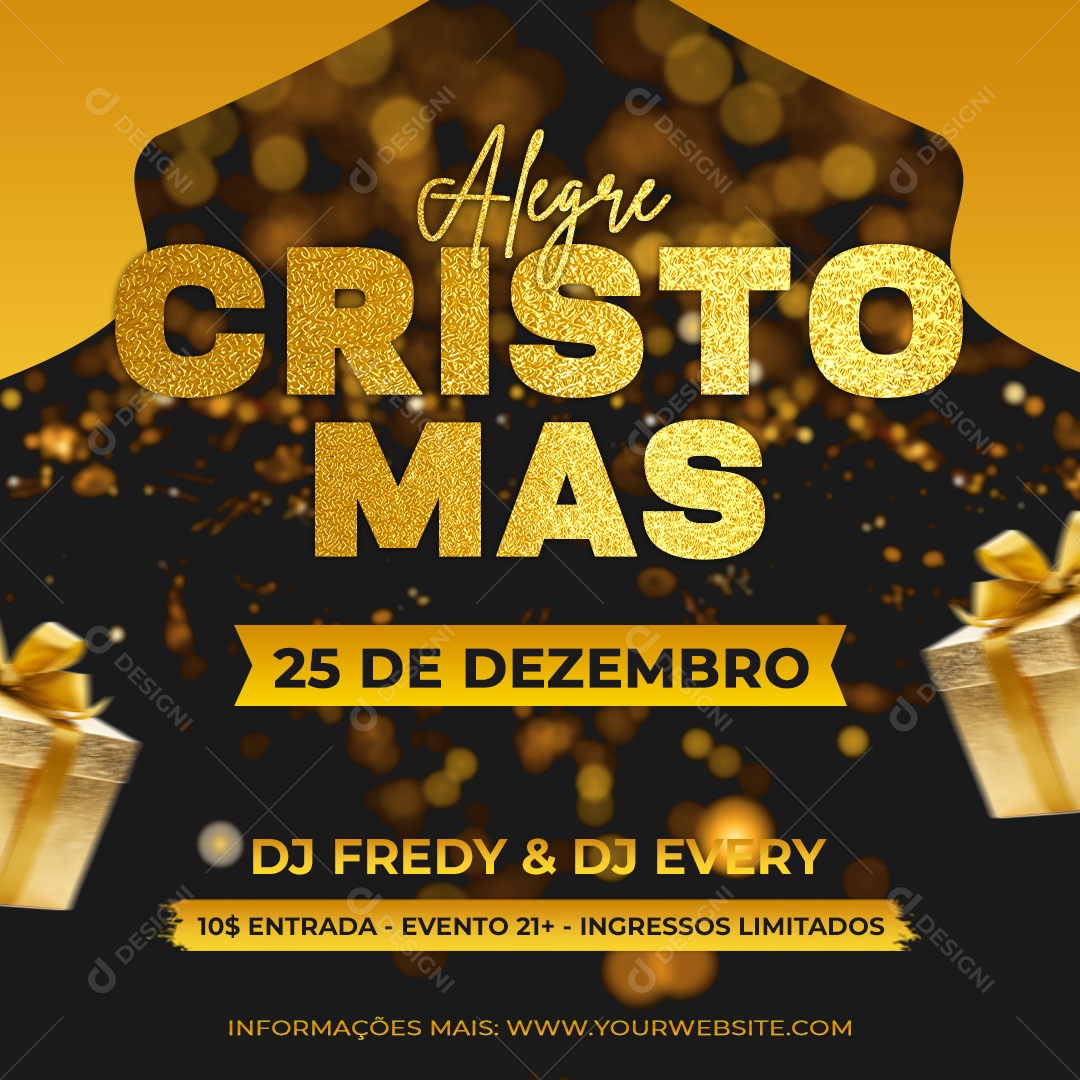 Flyer Alegre Cristo Mas Dj Fredy e Dj Every Social Media PSD Editável