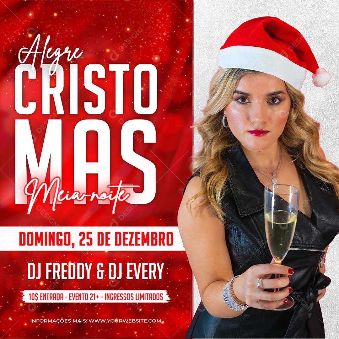 Flyer Alegre Cristo Mas Meia Noite Dj Freddy e Dj Every Social Media PSD Editável