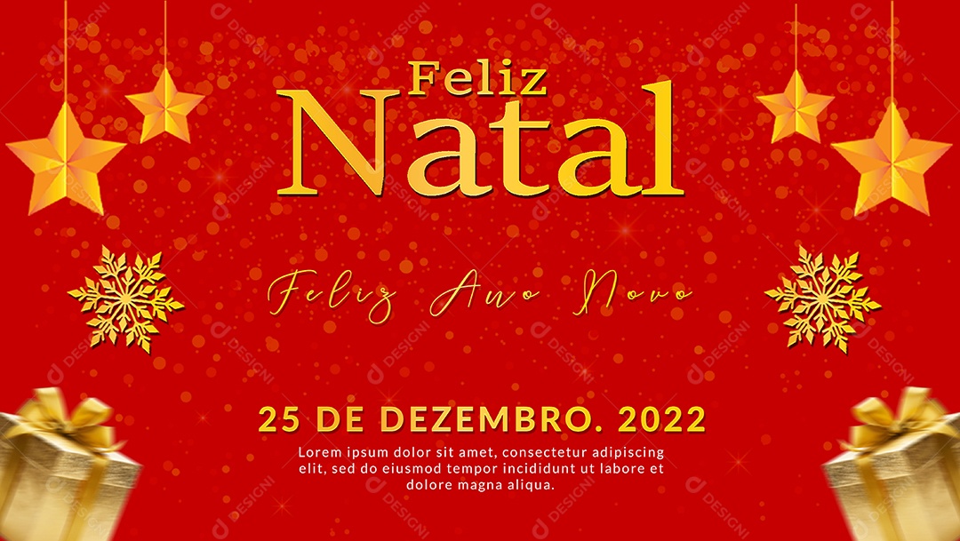 Banner Feliz Natal e Feliz Ano Novo Social Media PSD Editável