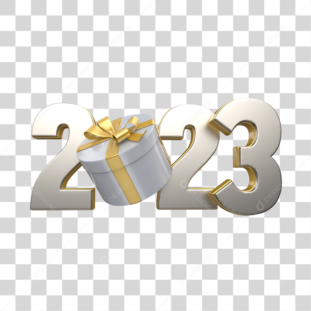 Feliz Ano Novo 2023 Caixa de Presente PNG Transparente