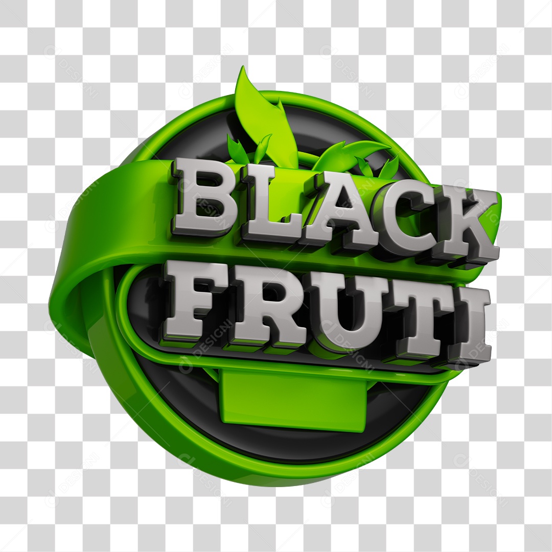 Black Fruti Selo 3D Frutas e Verduras PNG Transparente