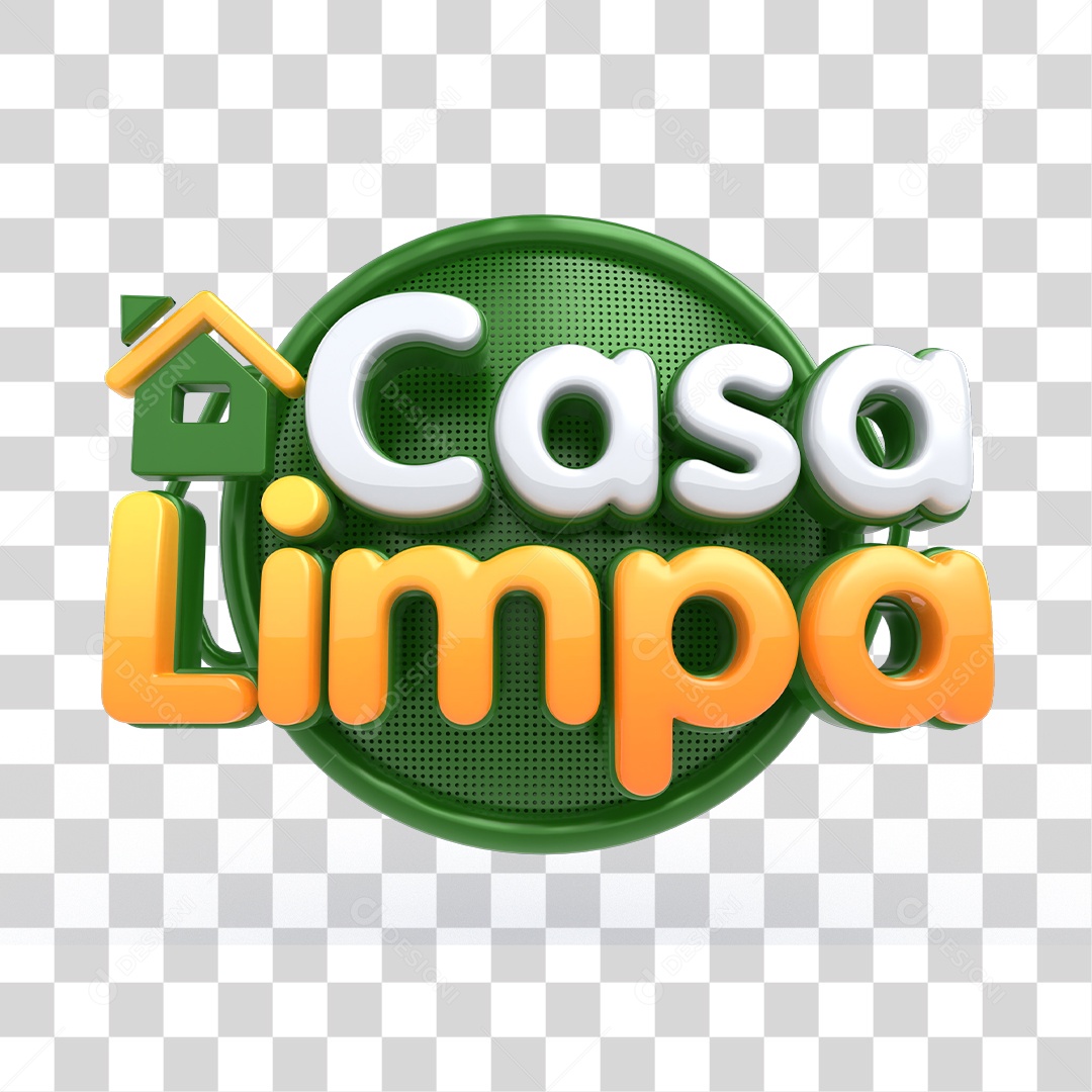 Selo 3D Casa Limpa Verde PNG Transparente