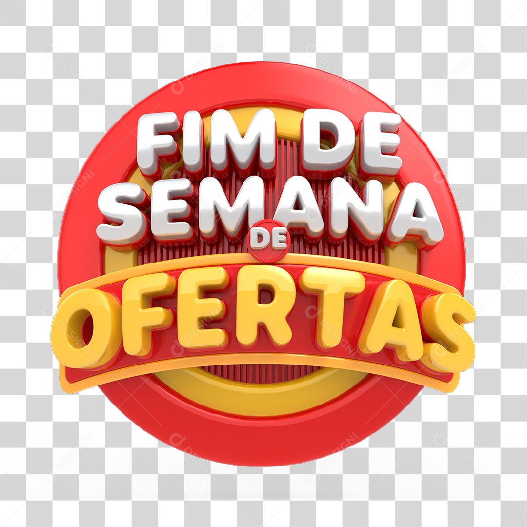 Selo 3D Fim de Semana de Ofertas PNG Transparente