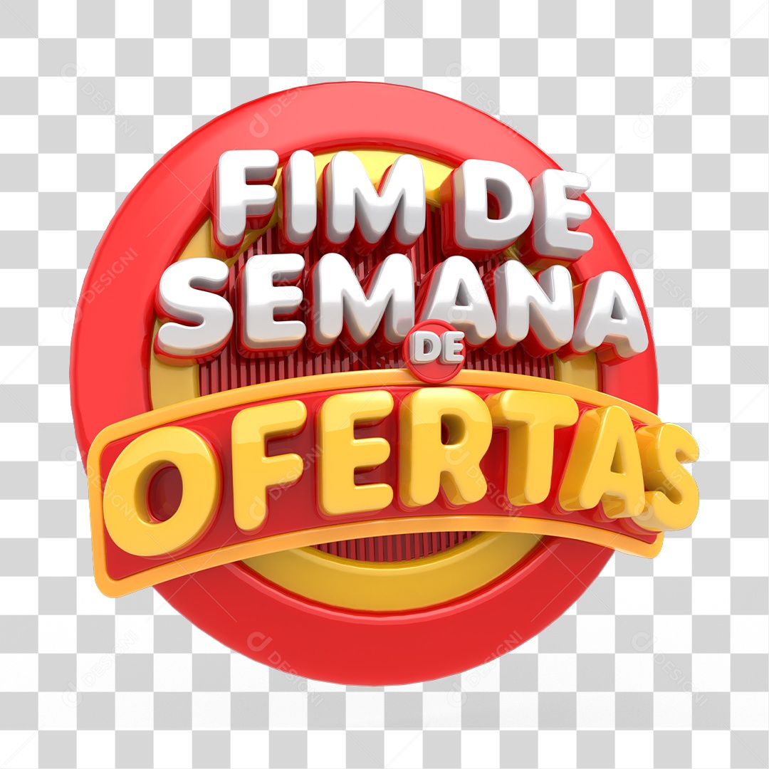 Selo 3D Fim de Semana de Ofertas PNG Transparente