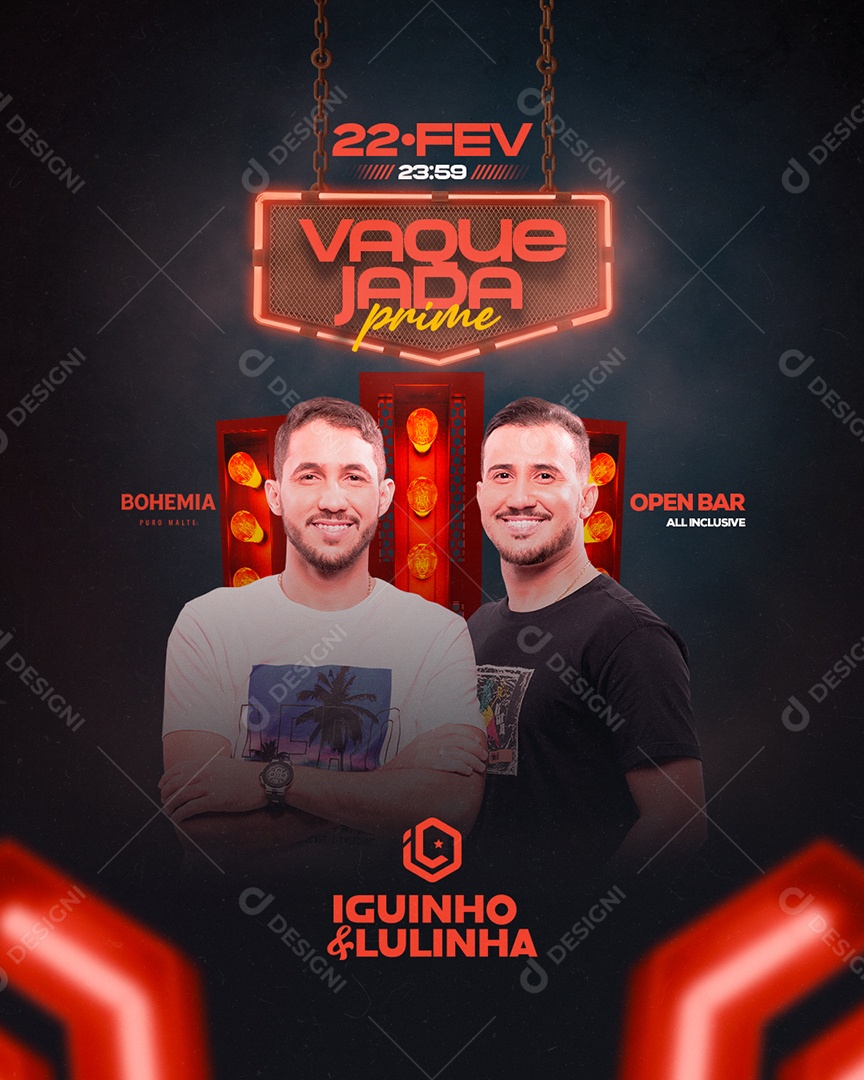 Flyer Vaquejada Prime Iguinho e Lulinha Social Media PSD Editável