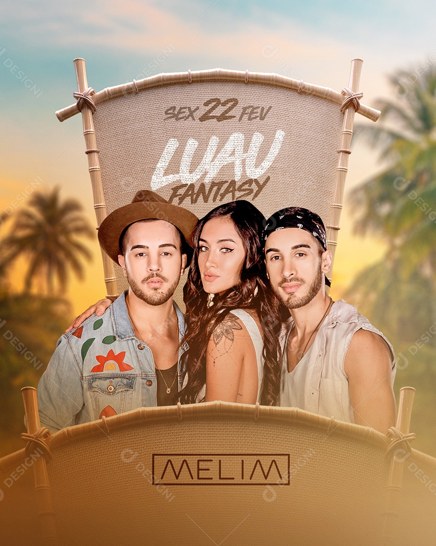 Flyer Show Luau Fantasy Trio Melim Social Media PSD Editável
