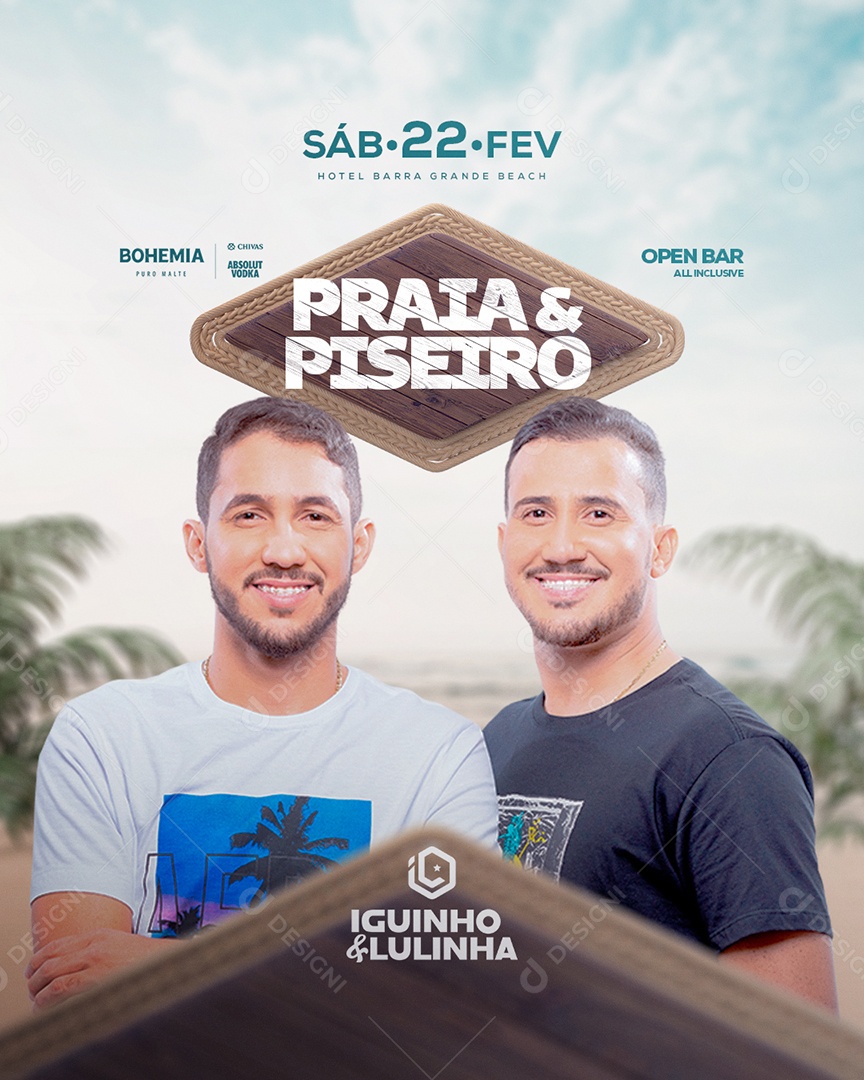 Flyer Show Praia e Piseiro Iguinho e Lulinha Social Media PSD Editável