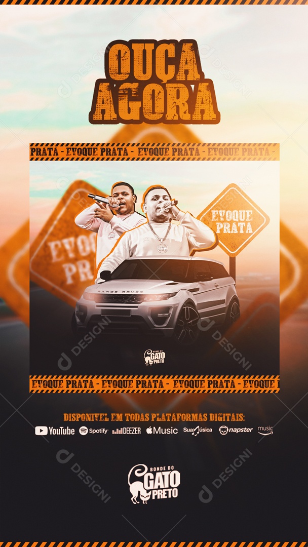 Social Media Flyer Ouça Agora Música Nova Story PSD Editável