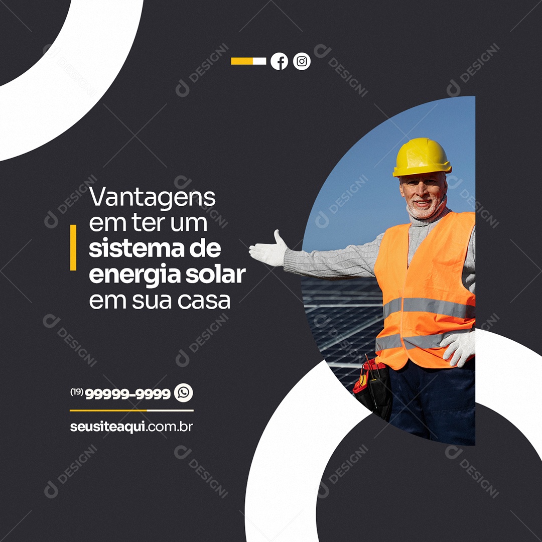 Vantagens em Ter um Sistema de Energia Solar Social Media PSD Editável
