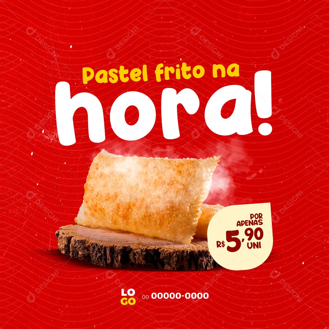 Pastel Frito na Hora! Pastelaria Social Media PSD Editável