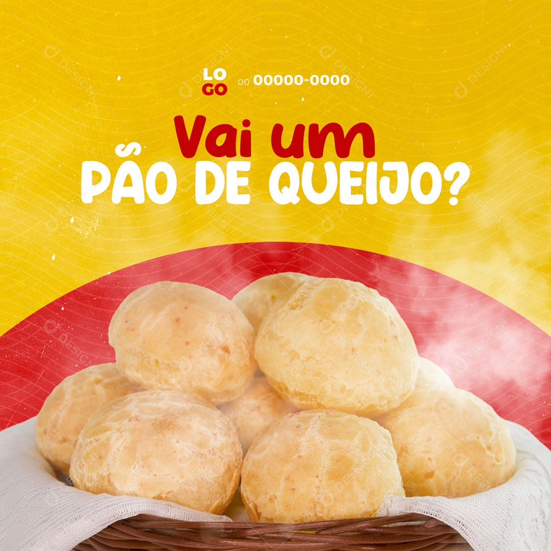 Vai um Pão de Queijo? Panificadora Social Media PSD Editável