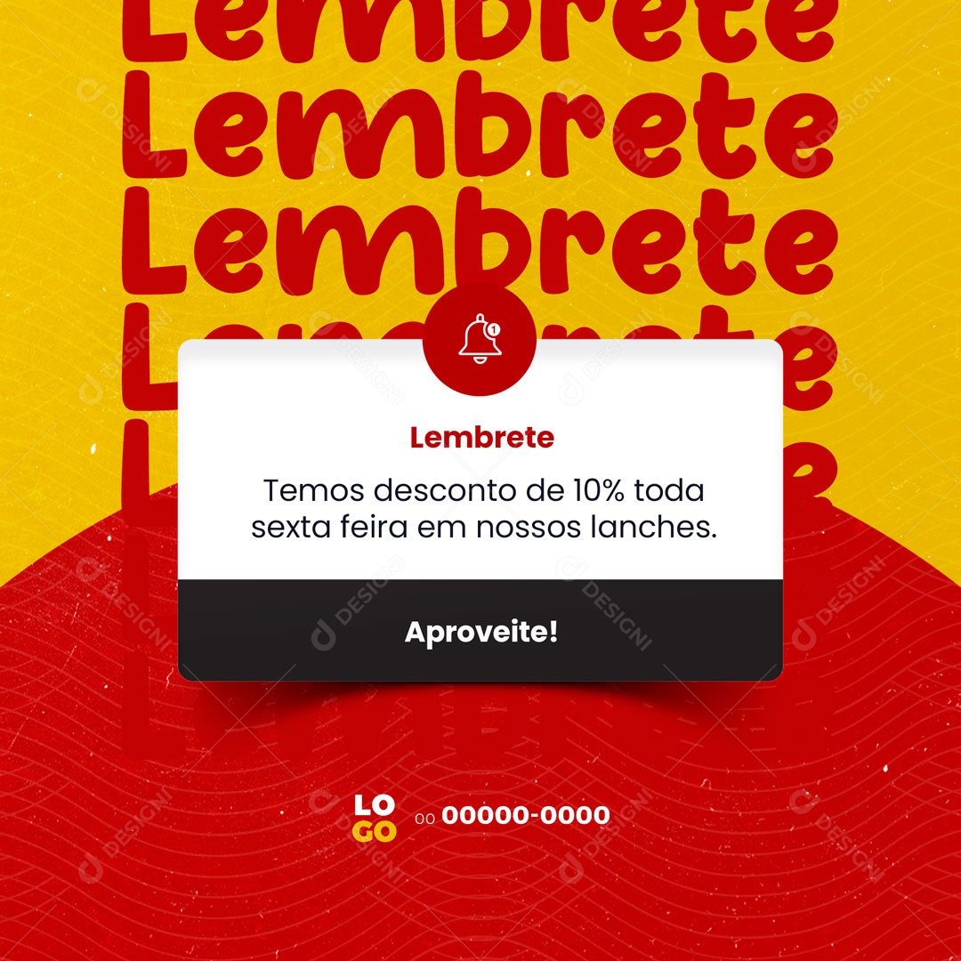 Lembrete Desconto de 10% Toda Sexta Feira Pastelaria Social Media PSD Editável