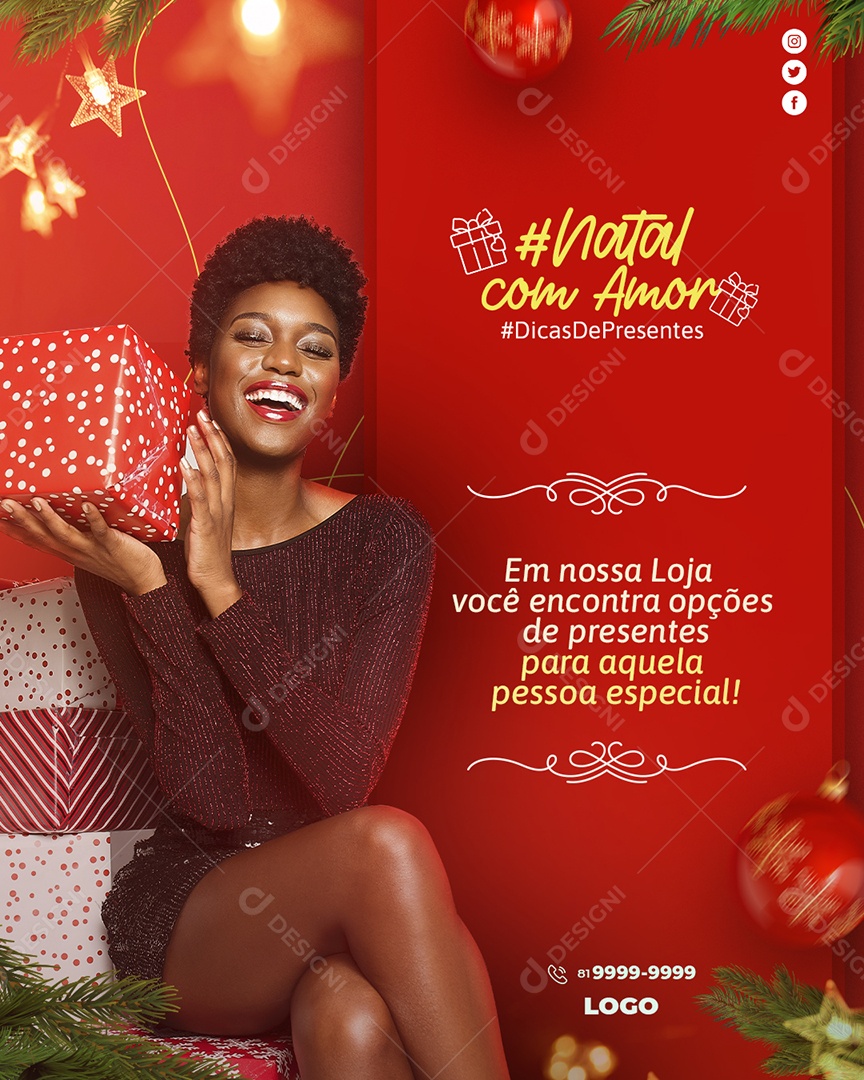 Feliz Natal Em Nossa Loja Você Encontra Opções de Presentes Para Aquela Pessoa Especial Social Media PSD Editável